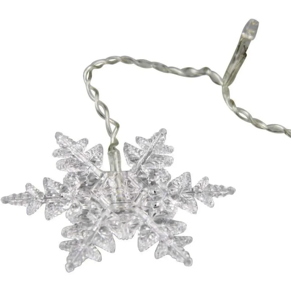 Warm White Snowflake Curtain Lights, 11.5ft - 80 LEDs for Indoor/Outdoor Use